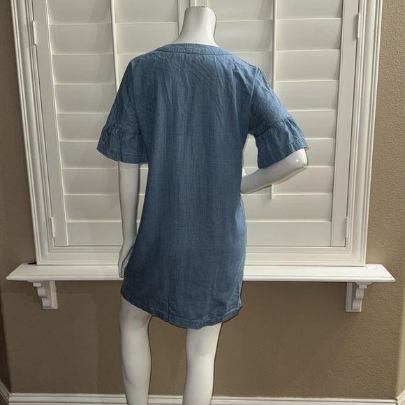 Vineyard Vines Chambray Flutter Sleeve Lace Up Denim Dress‎ Summer Evening - Picture 6 of 11